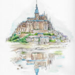 Mont Saint-Michel watercolor by Anne Young